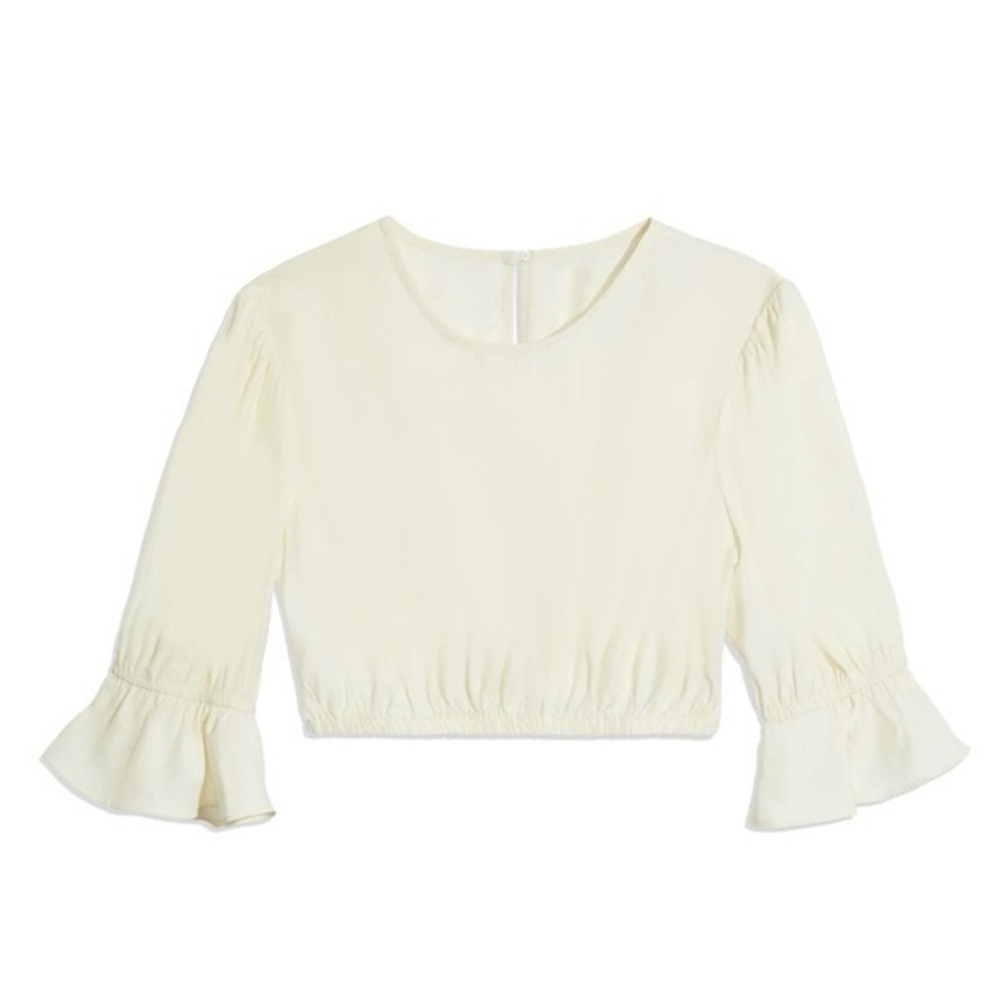 WeWoreWhat Cropped Poplin Top Size Medium, M, Ivory - Picture 2 of 8